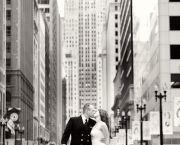 Wedding photograph taken at Board of Trade/LaSalle Street in Chicago, IL. Photography by Andrew Collings Photography, Inc. September 6, 2009.